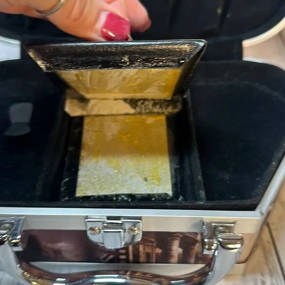 Vintage Hard Shell BERLIN LONDON PARIS Handbag Jewelry Case Organizer Footed - Picture 11 of 12